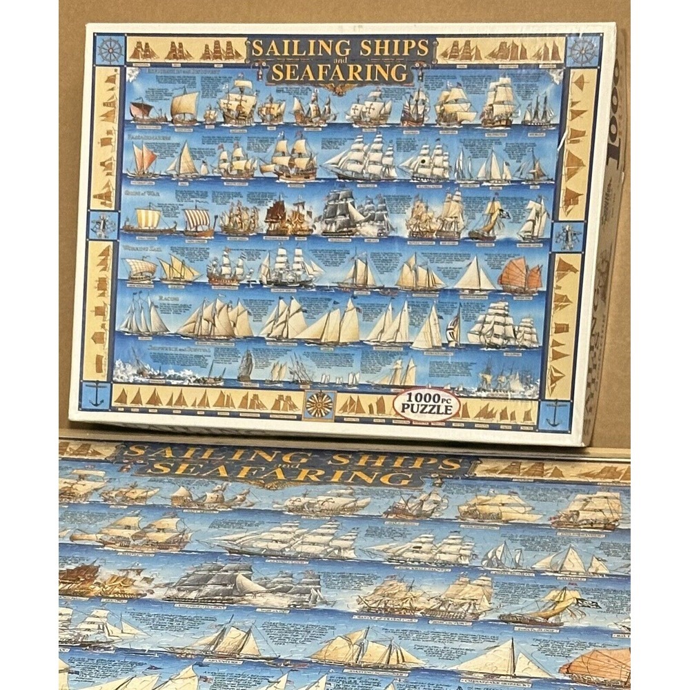 WHITE MOUNTAIN Puzzles "Sailing Ships and Seafaring", COMPLETE 1000 PC 2003